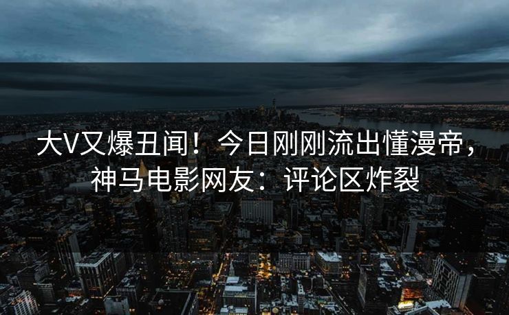 大V又爆丑闻！今日刚刚流出懂漫帝，神马电影网友：评论区炸裂