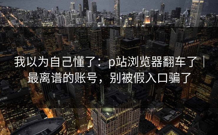 我以为自己懂了：p站浏览器翻车了｜最离谱的账号，别被假入口骗了