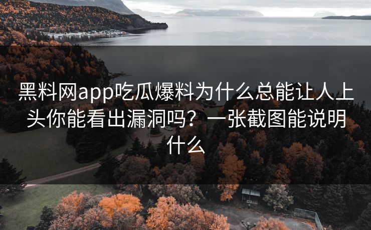 黑料网app吃瓜爆料为什么总能让人上头你能看出漏洞吗？一张截图能说明什么